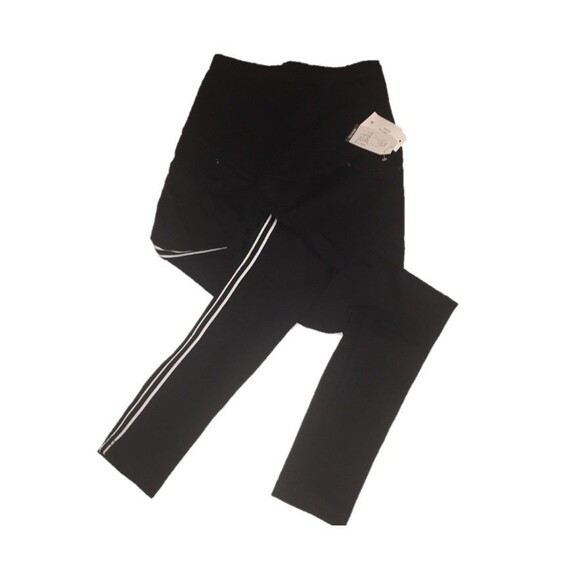 NWT Time and Tru Maternity pants Small black white racing stripe jeggings Sporty - Picture 1 of 7